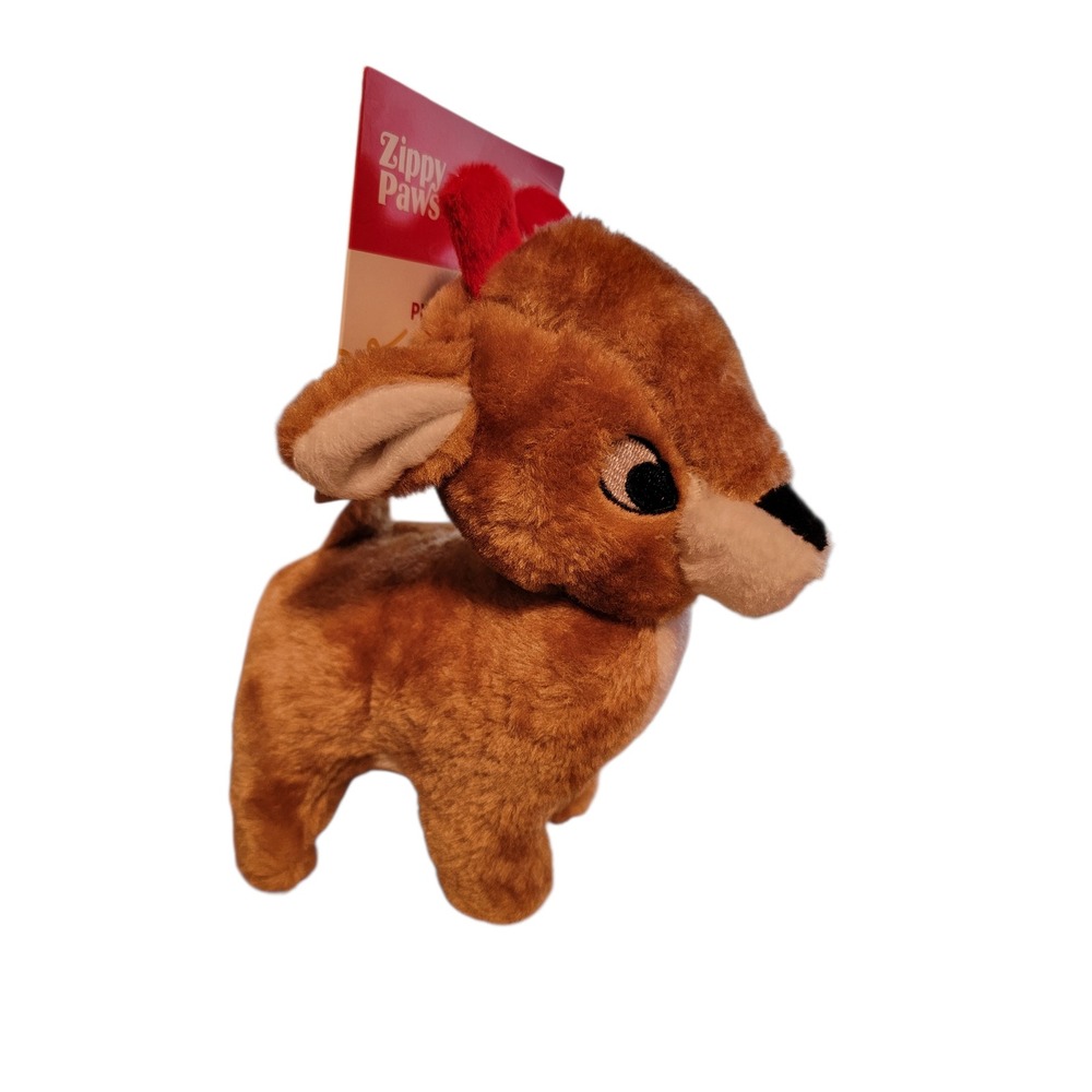 Zippy Paws Deluxe Reindeer Plush Dog Toy‎ Holiday Squeaker 8" x 7"